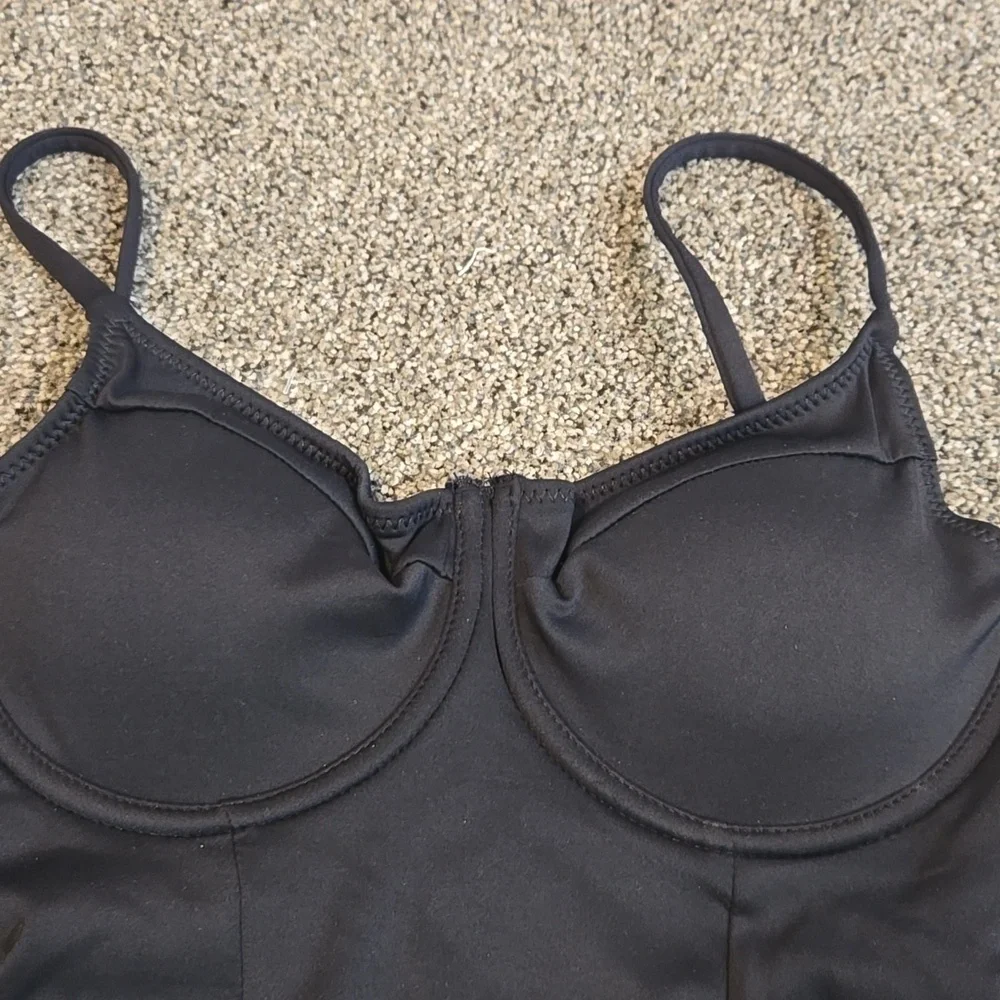 NWT Good American Women Scuba Show Off Black One-Piece Swimsuit Sz 1/S